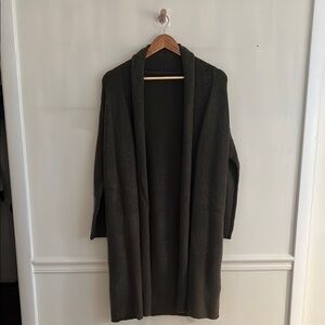 Olive Green Open Front Cardigan Sweater